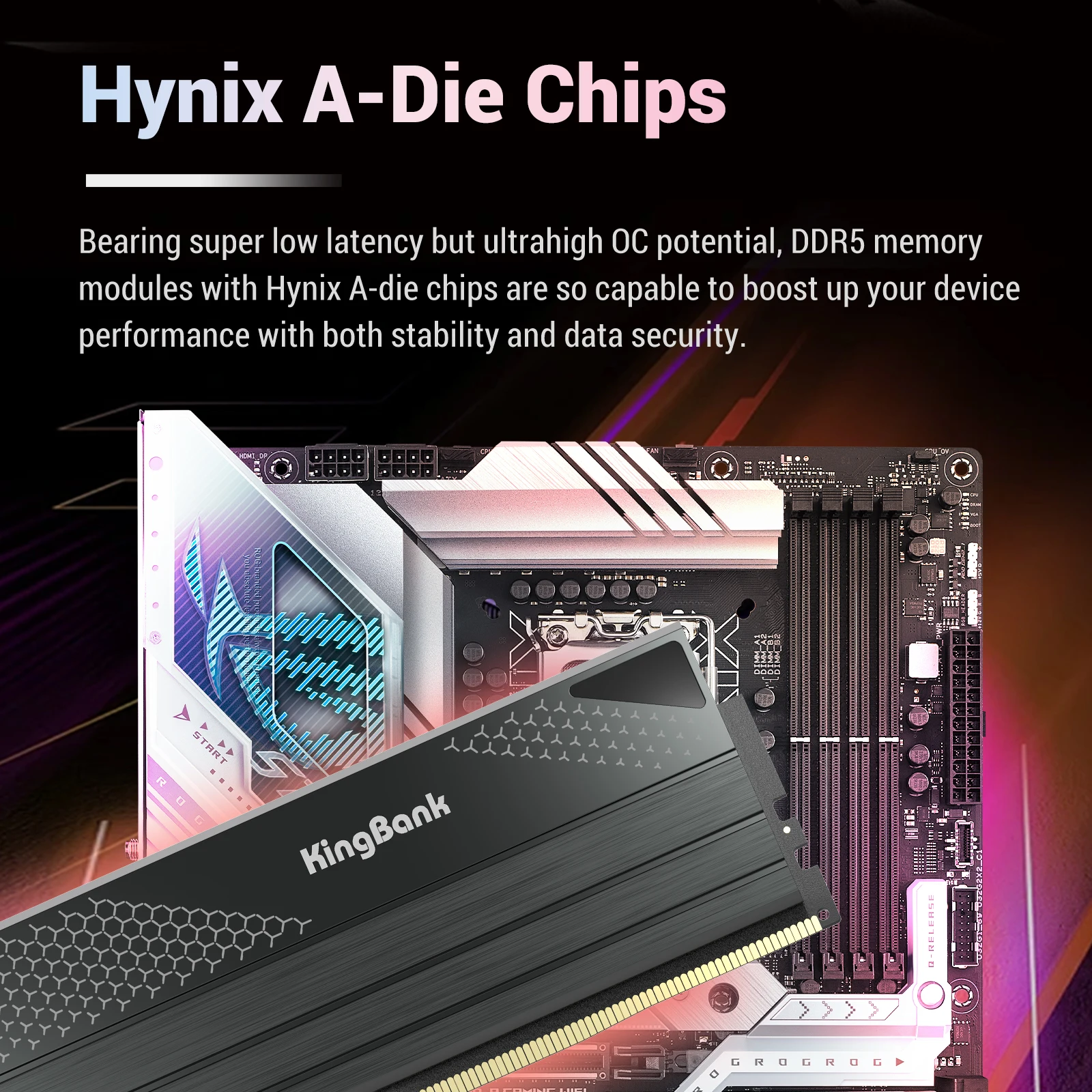 KingBank 데스크탑 PC 메모리 램, 하이닉스 A 다이, DDR5 CL30, 16GB, 16GB, x2, 32GB, 6000MHZ 지지대 XMP 3.0, 1.35V RAM