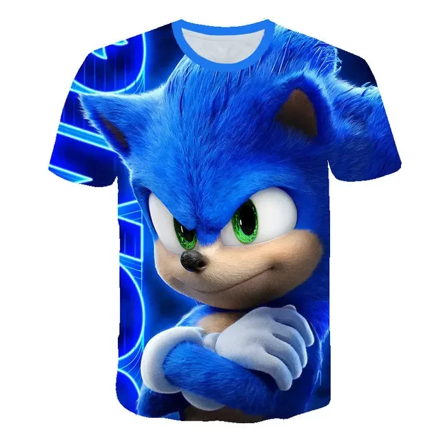 Summer Boys Girls Cartoon T-shirts Children  Sonic T shirt Kids Short Sleeve Harajuku Print Girls Clothing Boys T Shirt For Boys