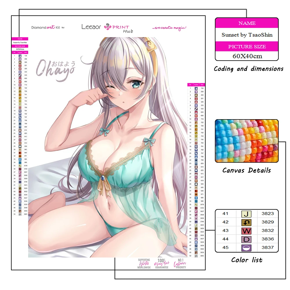 Japanese Anime Diamond Painting Sexy Bikini Sweet Girl Mosaic Art Pattern Cross Embroidery Kit Dormitory Wall Decor 5D DIY Gift