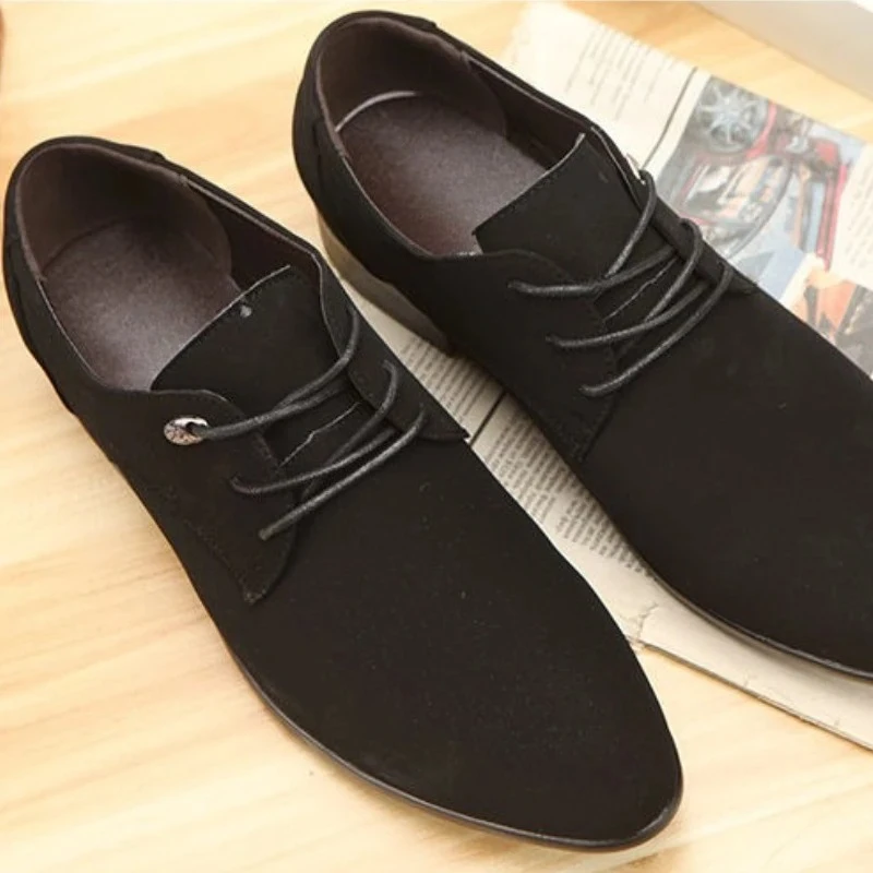 

Черная замша со шнурками в корейском стиле. Мужская деловая обувь из воловьей кожи. Элегантная и классическая повседневная мужская официальная обувь 39.