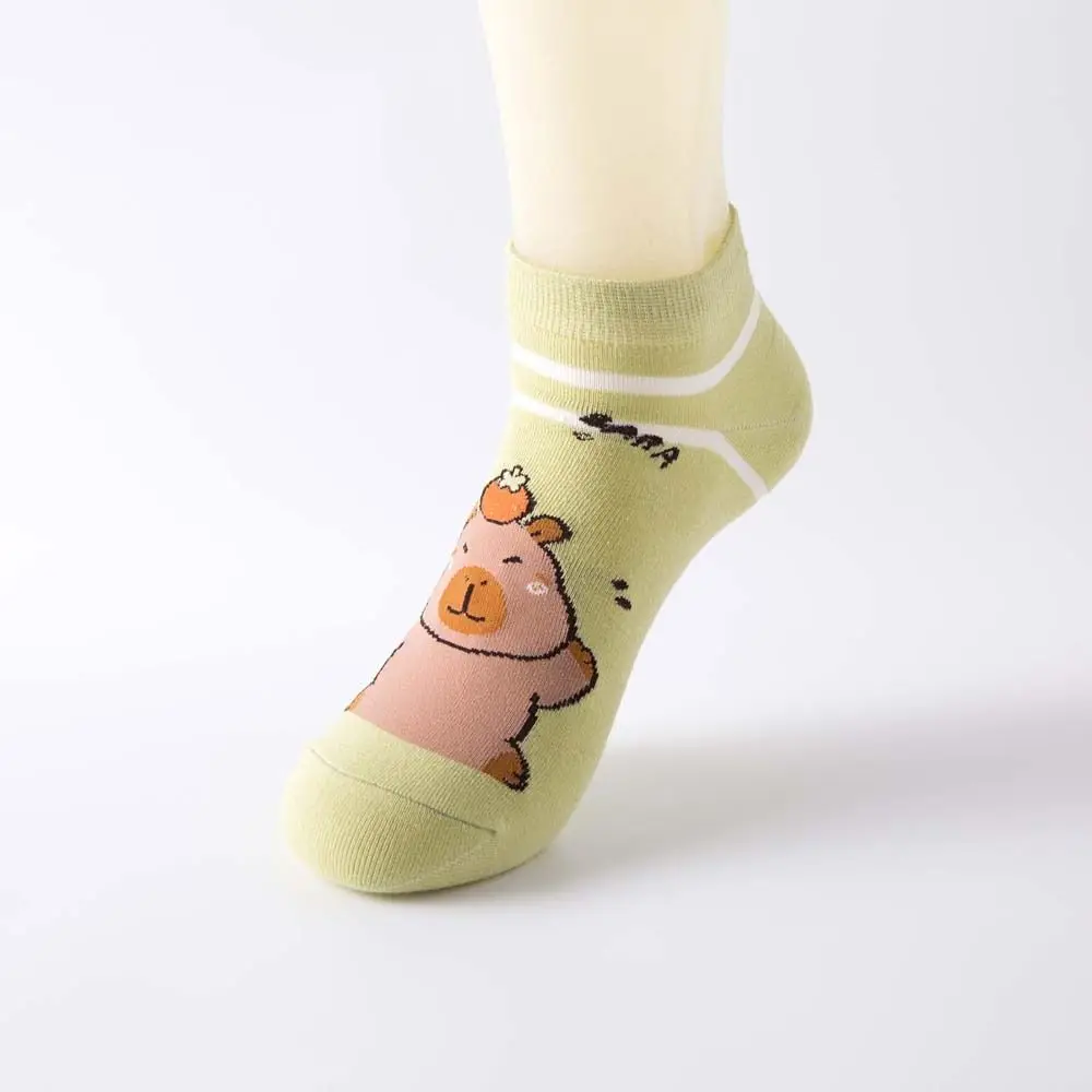 Novelty Anime Capybara Socks Cotton Patchwork Short Ankle Socks Kawaii Summer Hosiery Socks for Women Outdoor