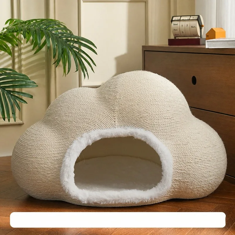 Sisal Rope Wrapped Integrated Cat Scratcher Enclosed Cat Nest All Season Claw Sharpening Pet Supplies