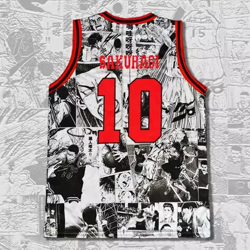 شوهوكو جيرسي مجموعات أنيمي مدرسة كرة السلة فريق رقم 10 ساكوراجي الكرتون جيرسي مجموعة سلام دنك تأثيري حلي ملابس رياضية موحدة