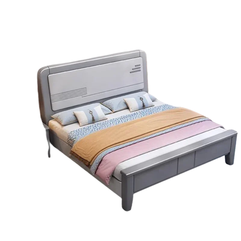 #Home Wood Double Bed Reclining Master Wooden Gray Frame Double Bed Dormitory Twin Camas Moderrnas Inteligentes Luxury Furniture