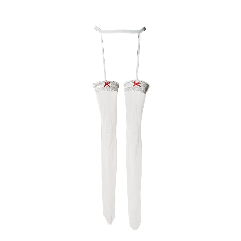 

Sexy Suspender Stockings, Over-The-Knee Stockings Lace Red-Trimmed Black Stockings