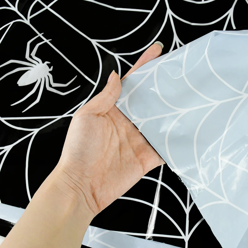 137*53cm Halloween Decor Tablecloth Black White Spider Web Plastic Table Cover Halloween Festival Party Home Table Cloth Supplie