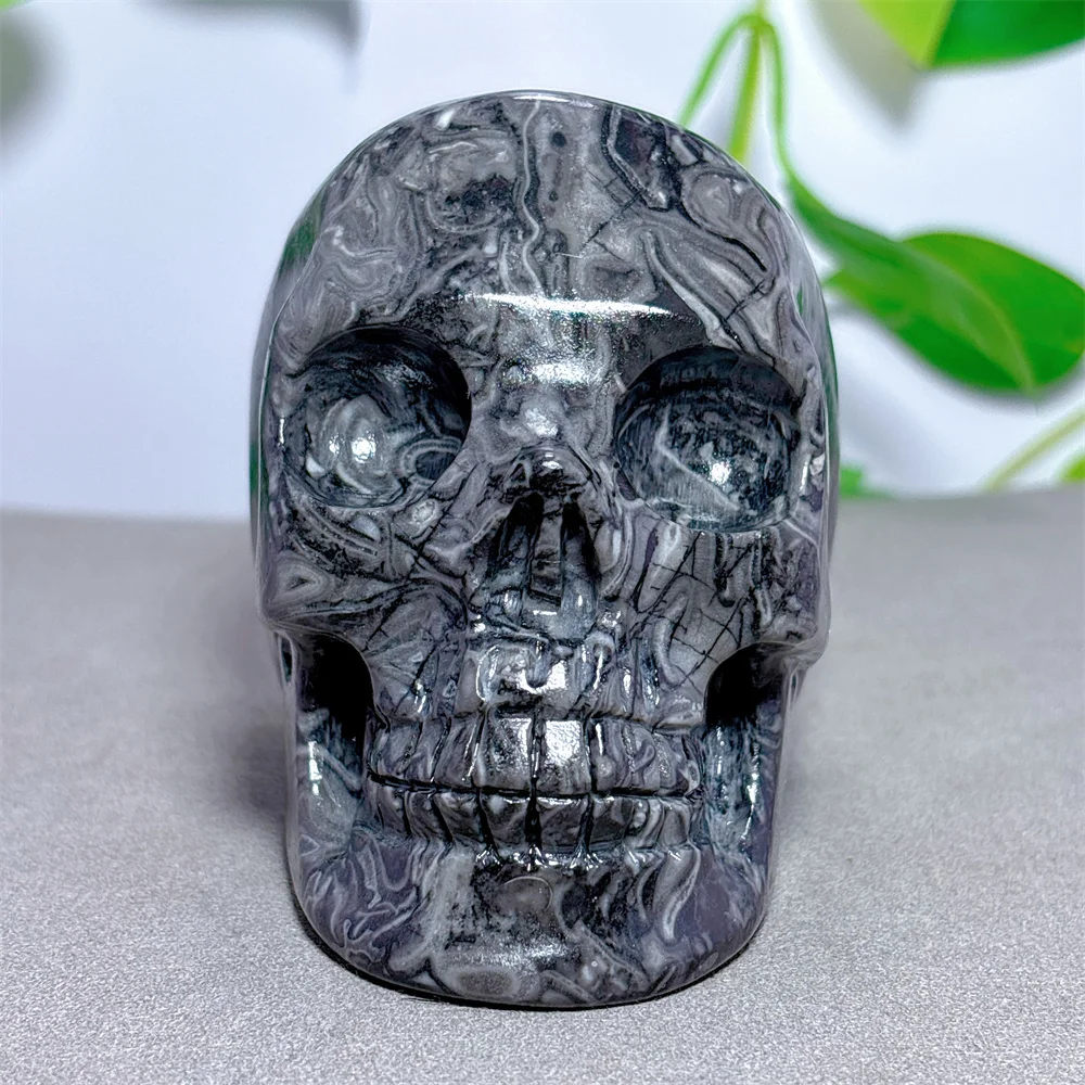 Chinese Painting Stone Skull Crystal Natural Stone Quartz Stone Minerals Home Decoration Reiki Gifts Energy Healing Luck Love