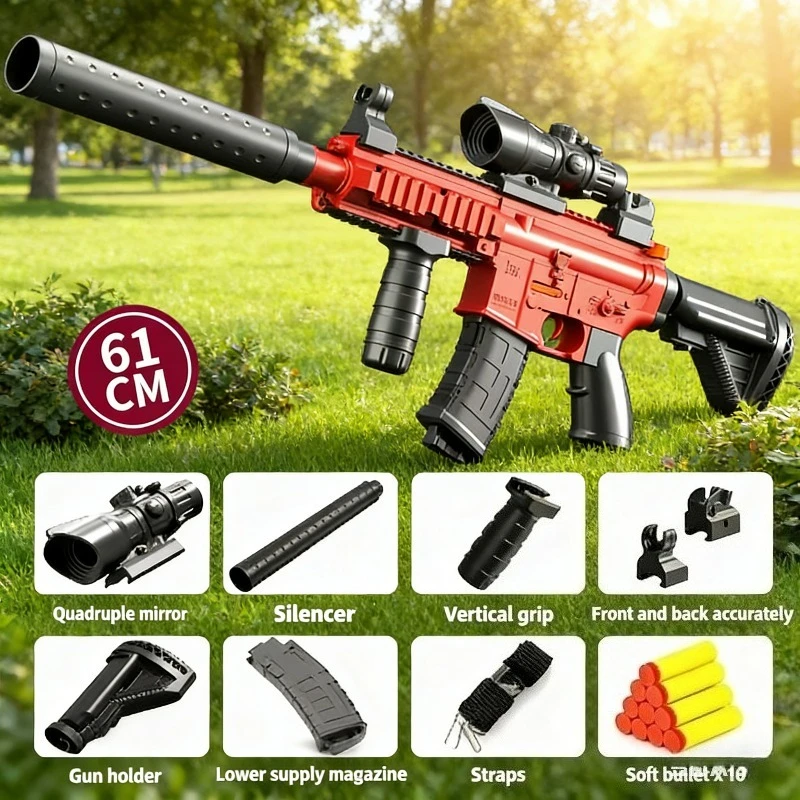 2026 Christmas Gift M416 Manual Lower Supply Bolt Soft Bullet Toy Gun Children Assault Rifle Simulation Wholesale Submachine Gun