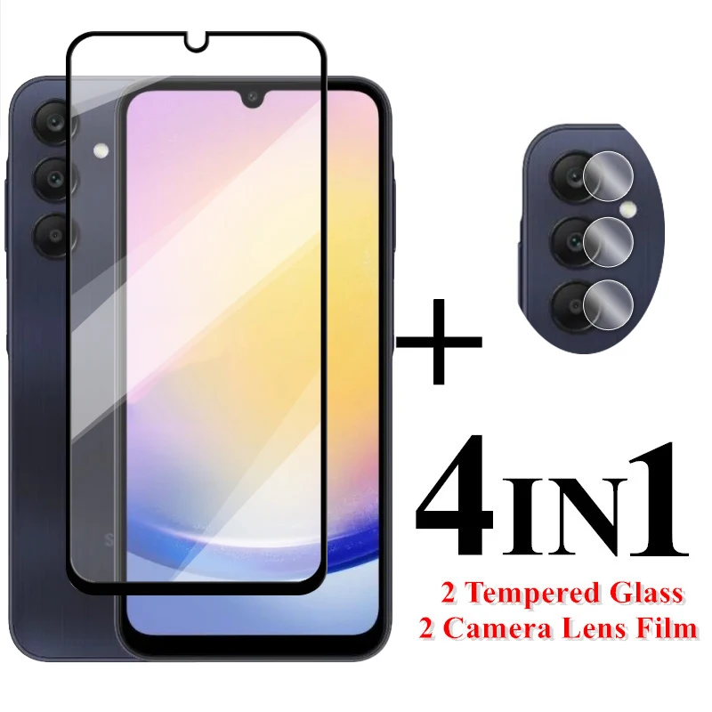 For Samsung Galaxy A25 Screen Protector Full Cover Glass For Samsung A25 Tempered Glass For Galaxy A25 Camera Lens Film
