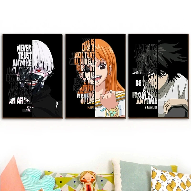 Dragon Ball Naruto Goku Pictures Anime Canvas Painting Inspirational Quotes Letters Posters Comics Boys Room Home Decor Wall Art