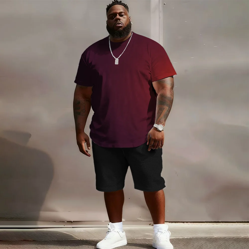 

S-9xl plus size Big & Tall Short Sleeve Set (Premium Solid Red Element): Casual Elegant - Durable Lightweight Material,