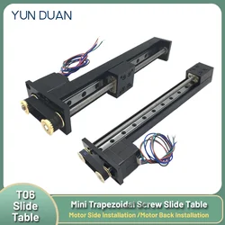 YUN DUAN T-type Linear Rail Stage Mini Motorized Synchronous Belt Sliding Table Linear Guide Rail Table Motor Side/ Back Mounted