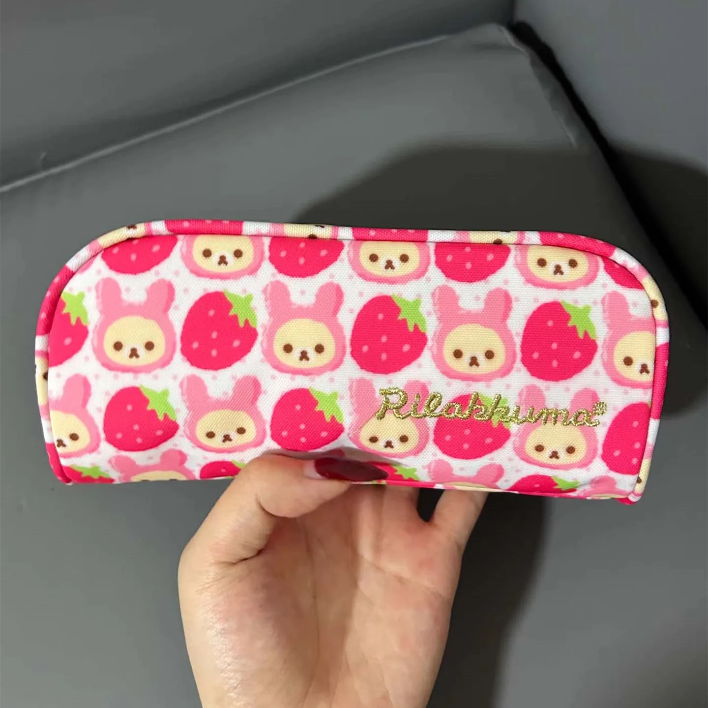 Mignon Rilakkuma Korilakkuma stylo étui pochette rose fraise lapin ours trousse à crayons école papeterie sac de rangement