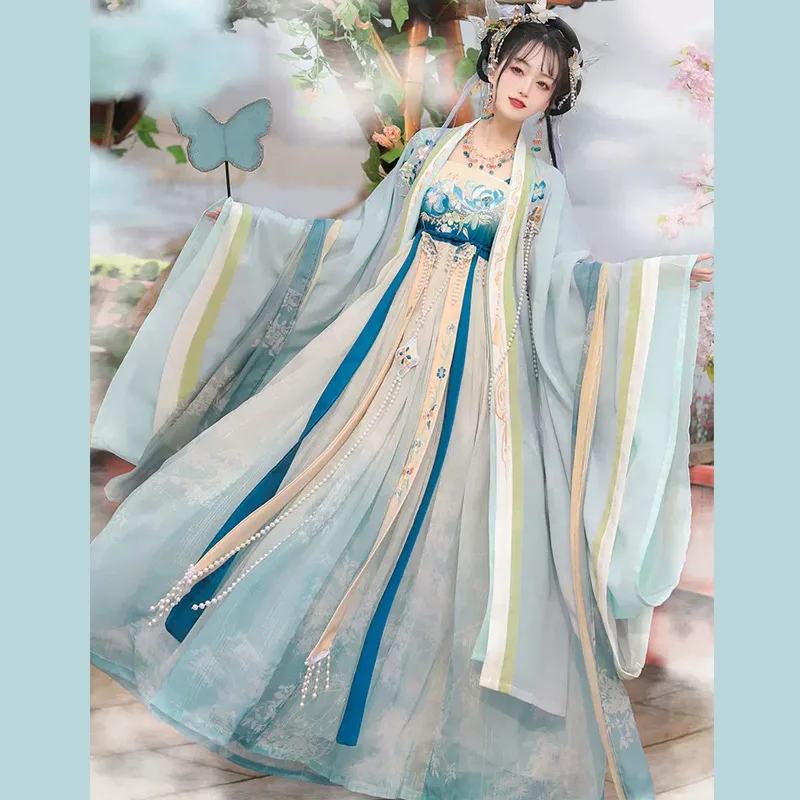 YF45 Tang System Chebula Skirt Hanfu Female New Original Green Lotus Spring And Summer Improved Version Of Chinese Wind Fairy