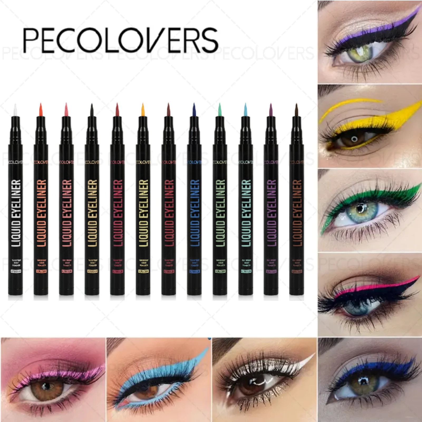 อายไลเนอร์ชนิดน้ำกันน้ำสี 1 ชิ้น - เม็ดสีเข้มข้นและเคลือบเรียบเนียน เหมาะสำหรับลุคตาที่มีเสน่ห์ในวันคริสต์มาสและวันฮาโลวีน