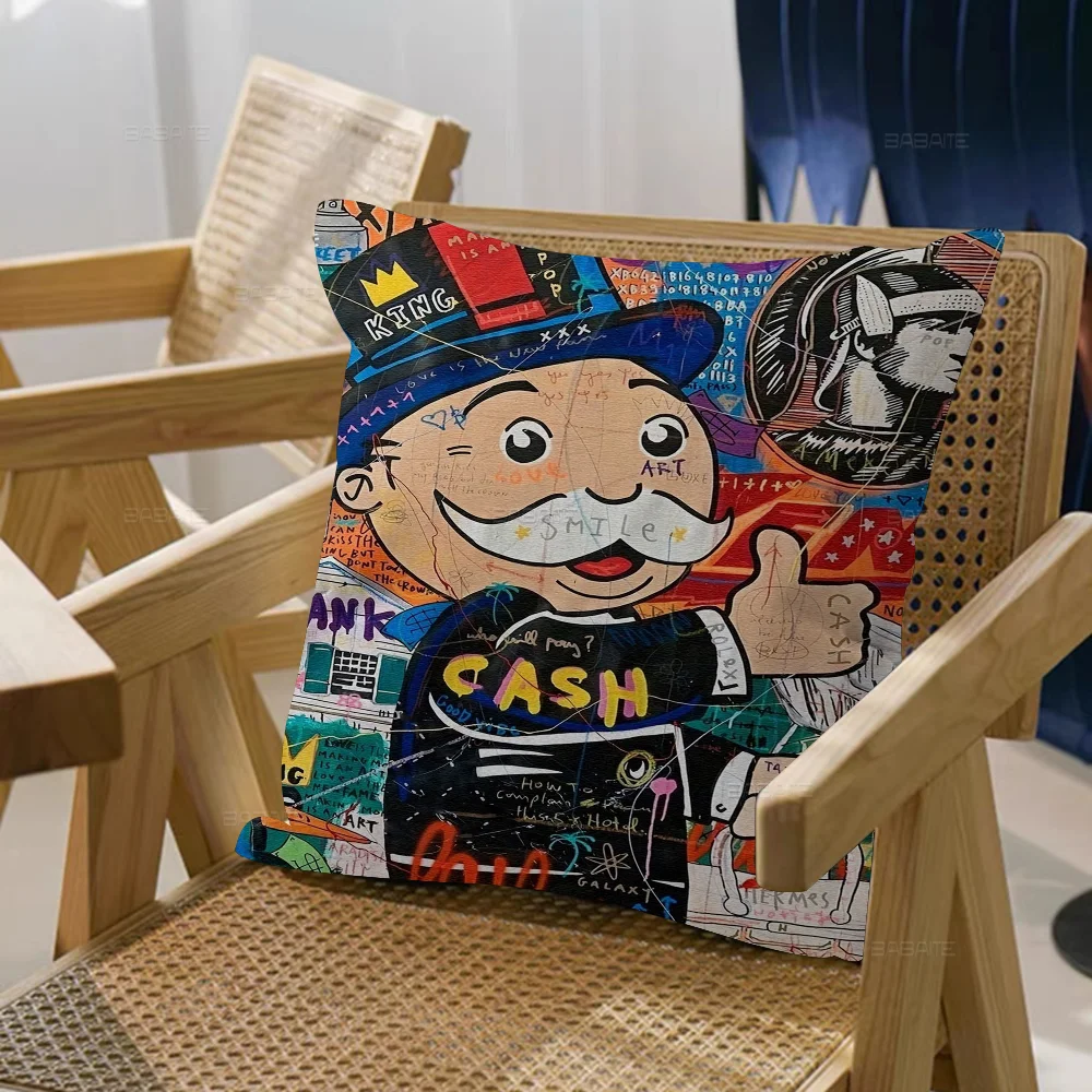 Cartoon Dollar Aalec MonopolyS Office Cushion Pillowcase Car Cushion Cover45X45CM Lumbar Pillowcase Sofa Pillowcover