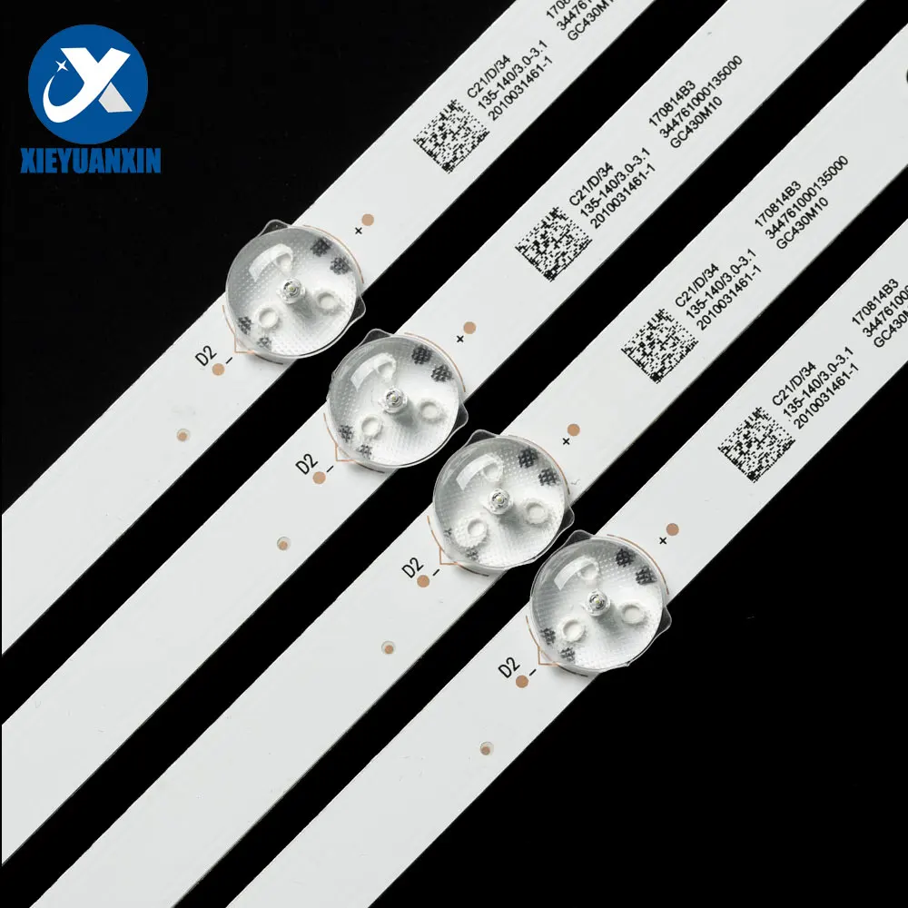 4 buah Strip LED lampu latar TV untuk AOC 43 inci 8 LED AOC T4312M Samsung UA43NU6000JXXZ UA43NU6900 430043