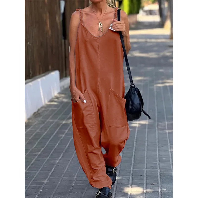 

Casual Jumpsuit Women's Cross-Border Casual Pants Design Comfortable Loose Waist Polyester Fabric Summer Faion Trend
