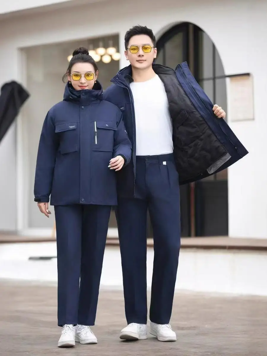 

Утепленная хлопковая рабочая одежда для мужчин с молнией, теплая и прочная, для защиты на стройплощадке, зимняя спецодежда