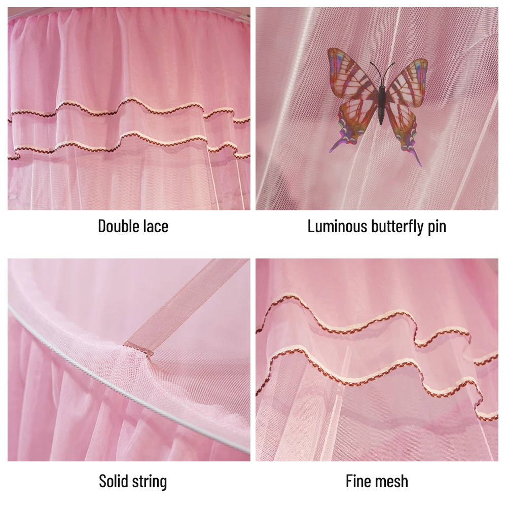 Butterfly Kids Bed Canopy With Lace - Princess Castle Net For Cribs, Nursery & Play Rooms