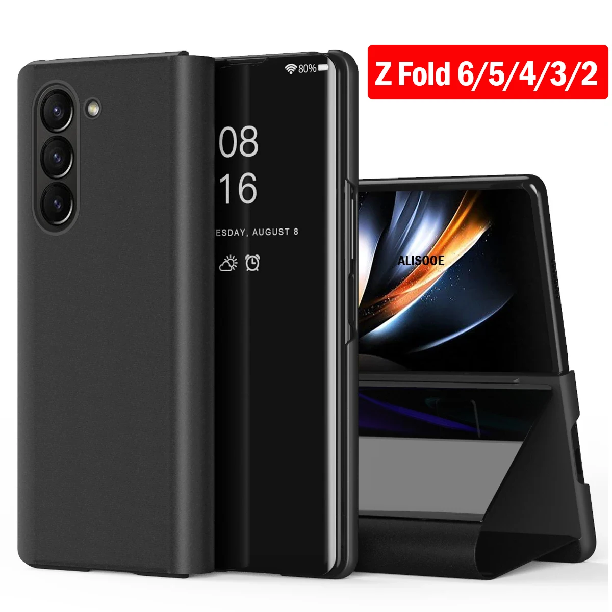 Funda for Samsung Galaxy Z Fold 6 5 4 3 2 Case Plating Mirror Smart View Leather Stand Flip Cover for Z Fold 2 3 4 5 6 Capa