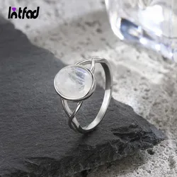 S925 Sterling Silver Moonstone Rings Simple Summer Rings Natural Stone With Blue Light Party Gifts Fine Jewelry Rings For Women