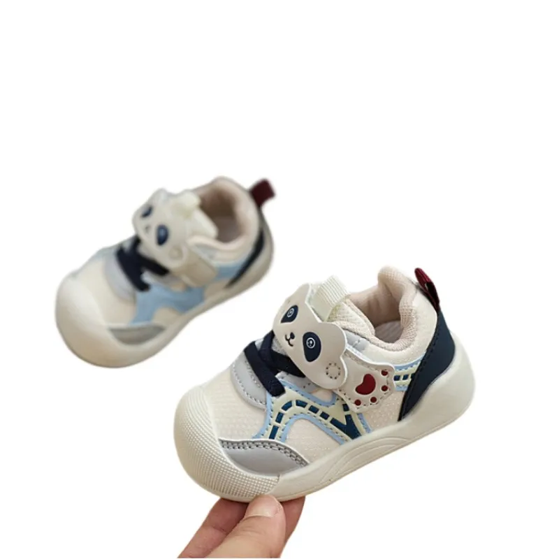 

Baby toddler soft soled walking shoes autumn new breathable non slip sports shoes boys girls cute cartoon casual shoes Pink khak
