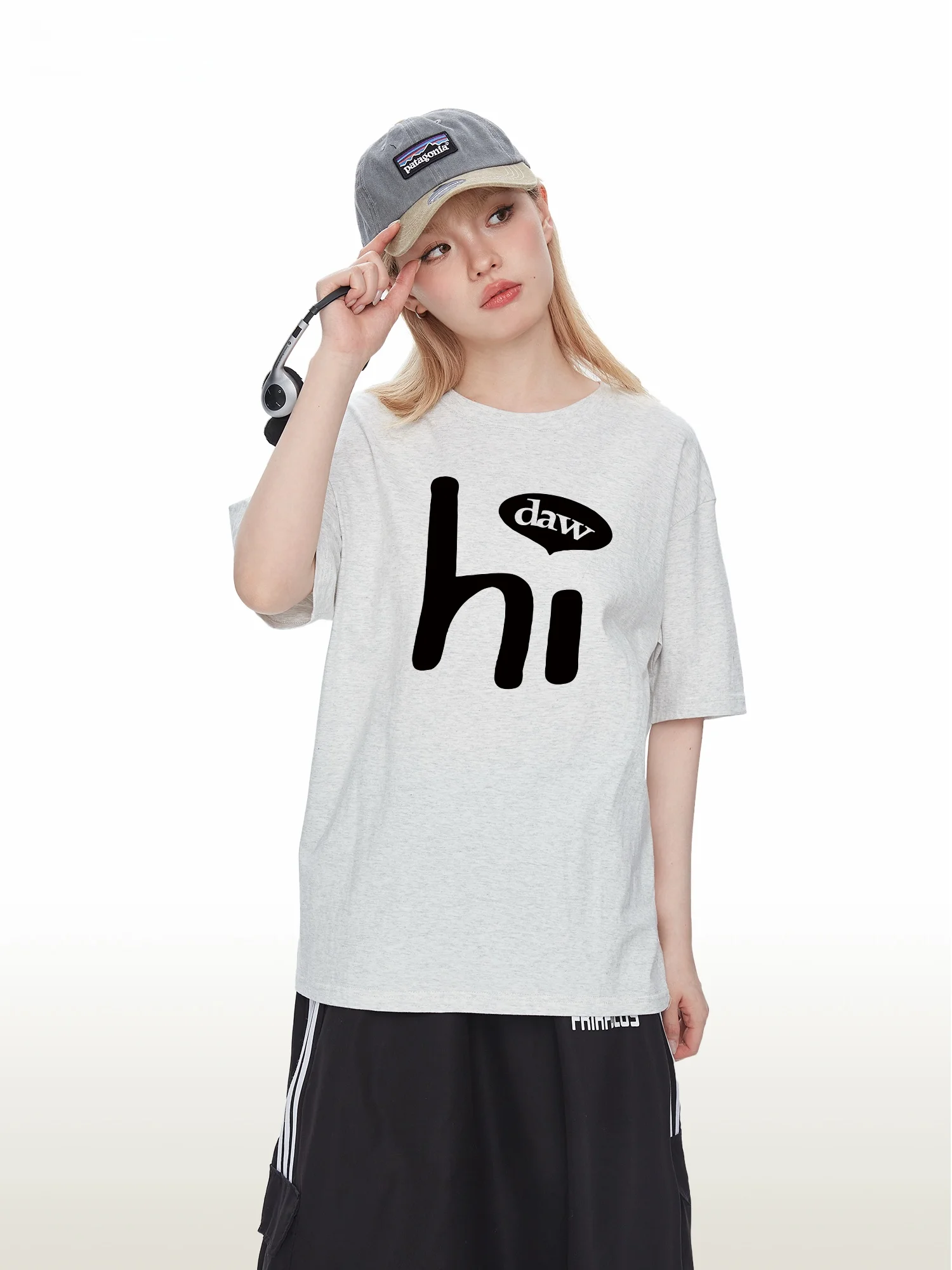 

Dawn D Letter American Style Pure Cotton Short Sleeve Women's T-shirt Summer Trendy Couple Half Sleeve Top Street Style Print...