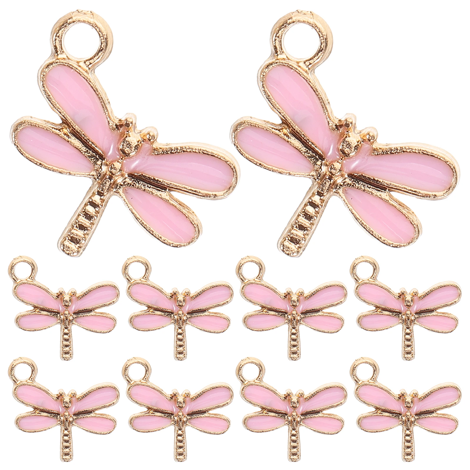 

10pcs Dragonfly Pendant Earrings Glitter Powder Zinc Alloy Jewelry Charms Cartoon Durable Lightweight Necklace Bracelet