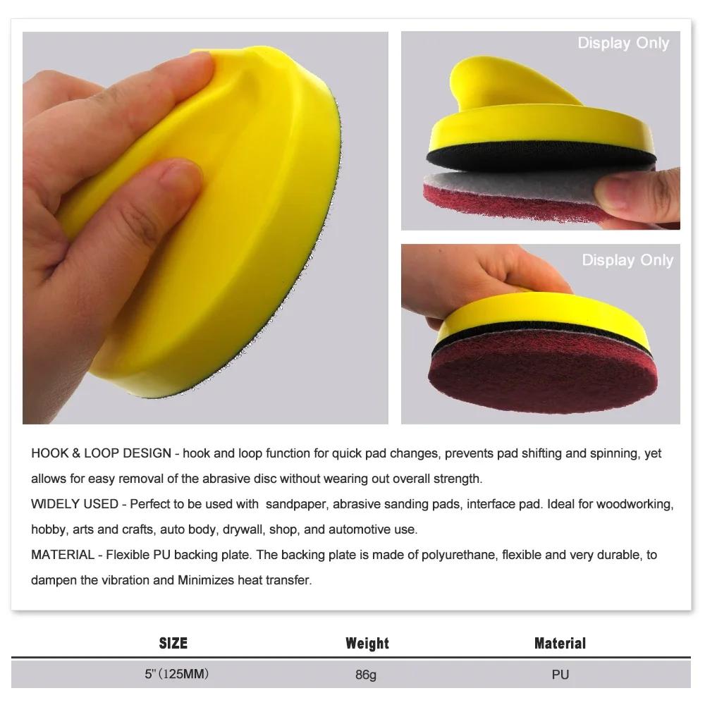 Almofada de polimento manual de 5/6 polegadas, bloco de lixar de espuma pu, suporte de disco para móveis de lã