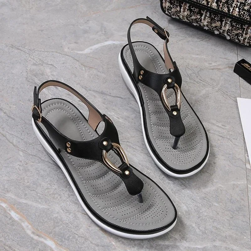 Summer woman Bohemian Fashion Metal decoration Flat Sandals Women\'s Casual Beach Sandals Ladies Shoes sandalia feminina hy365