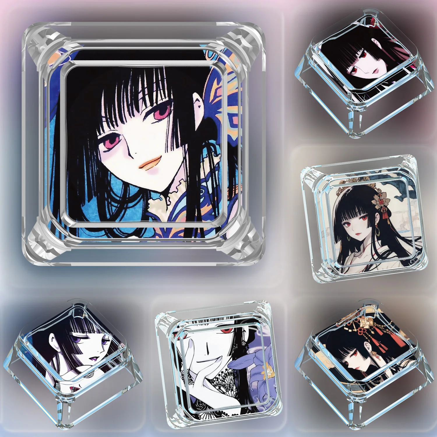

24 Models Diy Goddess Story Ichihara Yuko Mechanical Keyboard Keycap Transparent Light-Transmitting Mechanical Keycaps Gift Toys