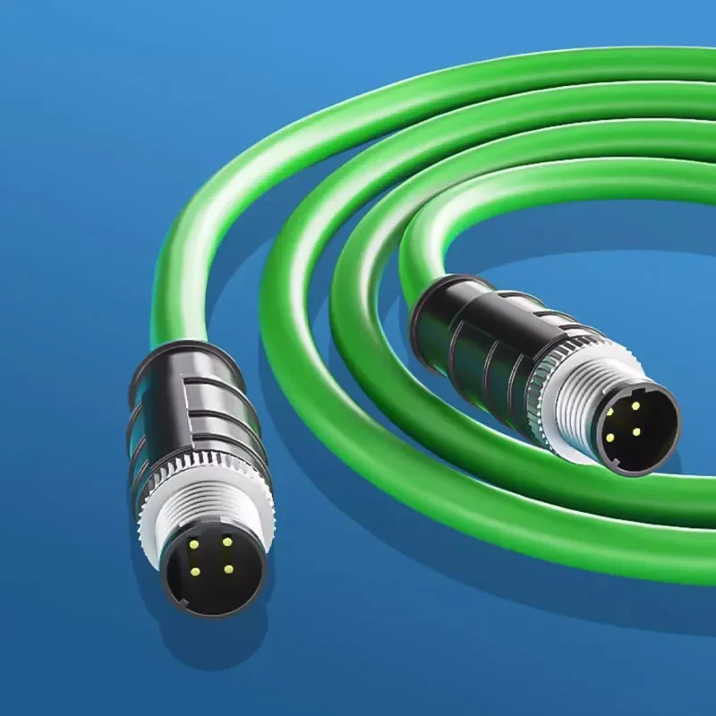 M12 D-type Highly Flexible Coding Communication Line Male to Male Profinet Industrial Grade Ethernet Cord D Coding Cable IP67
