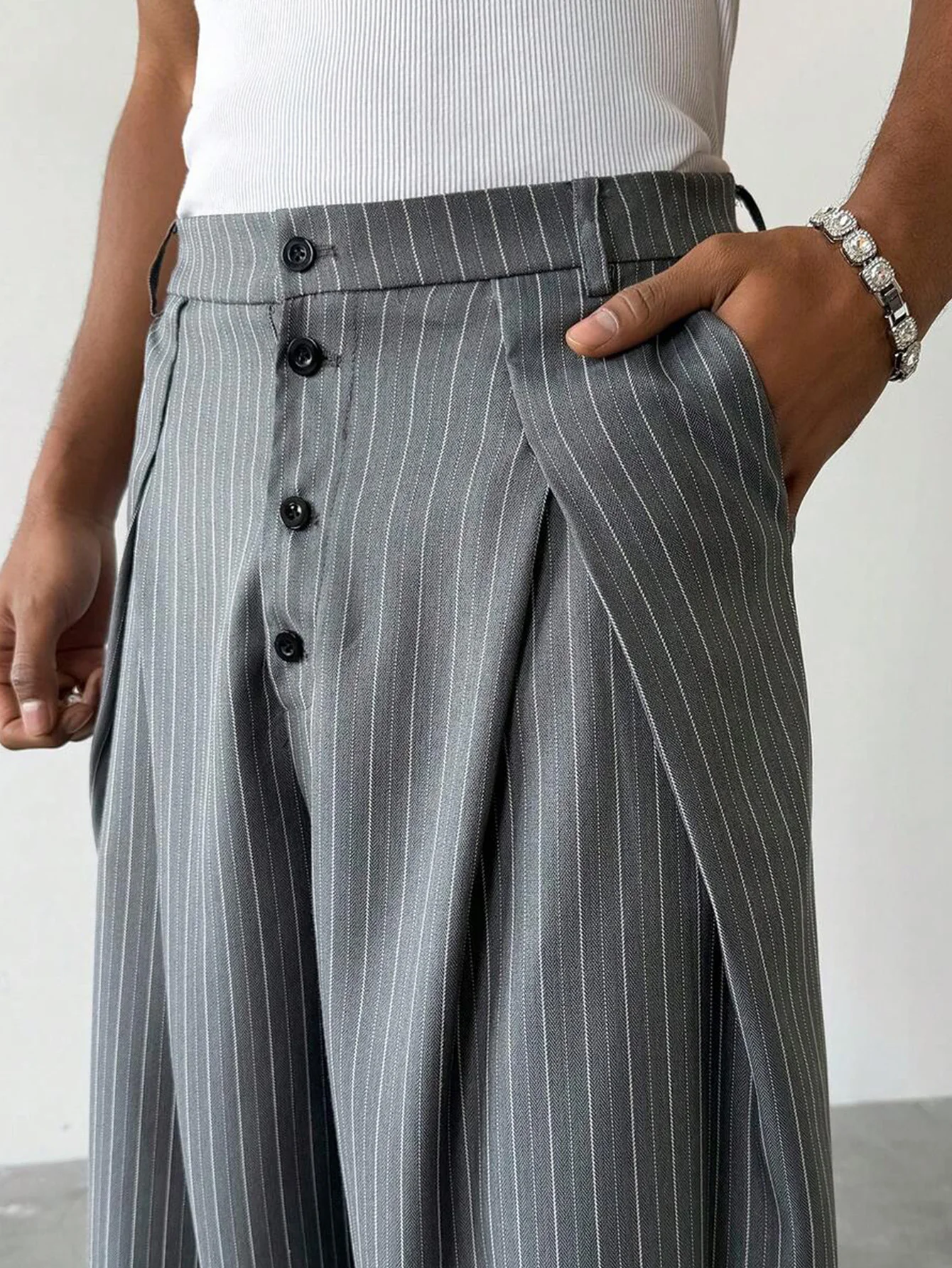 SS2026 Men Striped Woven Wide  - đánh giá và giá Men Formal Wear Outfits