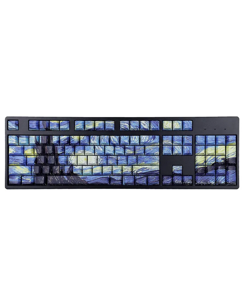PBT thermal sublimation 138 keys Van Gogh starry sky side engraved keycaps Original two-color light-transmitting personalized me