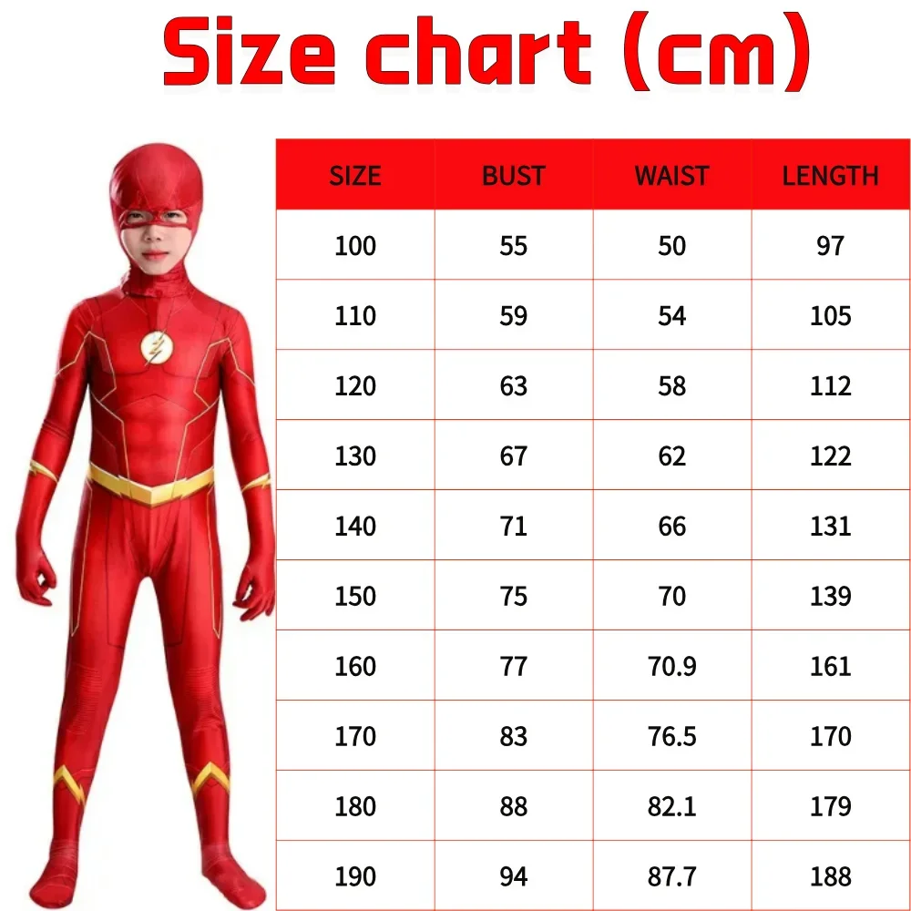 2Pcs 2024 New Kids Flash Man Boys Cosplay Costume New Year Carnival Party Fancy Dress with Headgear Mask Sets