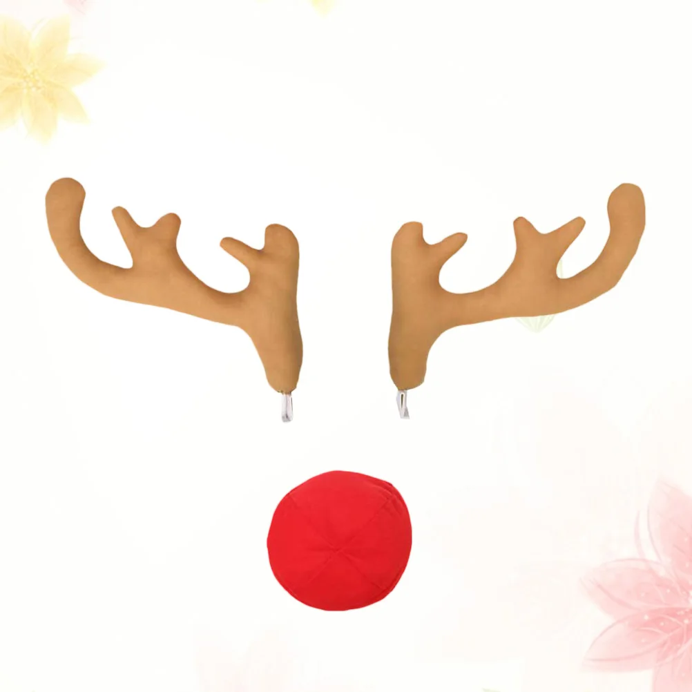 

3pc Car Reindeer Antlers Nose Decorations Christmas Window Bumper Accessories Festive Party Novelty Easy for Family