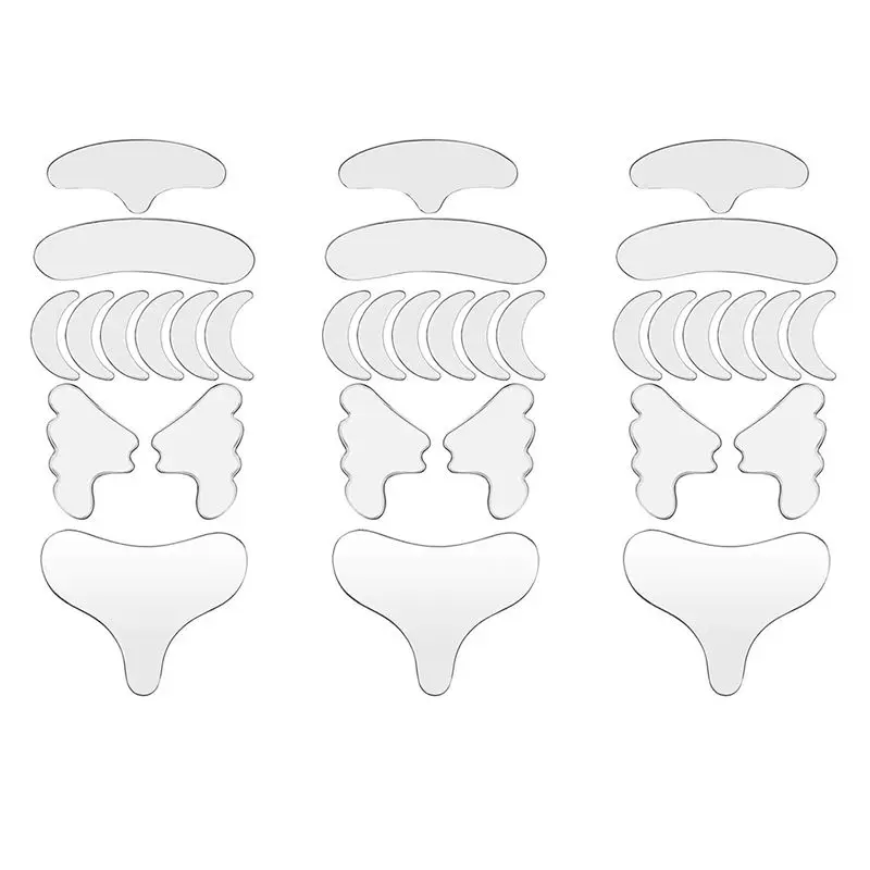 

【PLAISIR】33 шт. многоразовые силиконовые патчи от морщин для лица, лба, шеи и глаз, антивозрастные, для лифтинга кожи