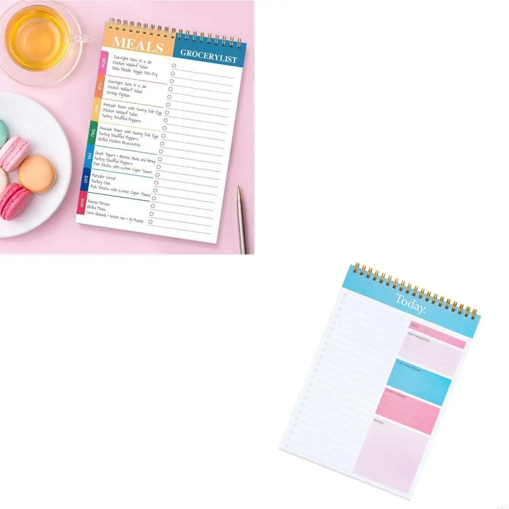 BOIL BOIL BINDING GIORNALITÀ Pianificatore quotidiano Notepadi 100 pagine Pianificatore pasti settimanali rivestiti D5QC