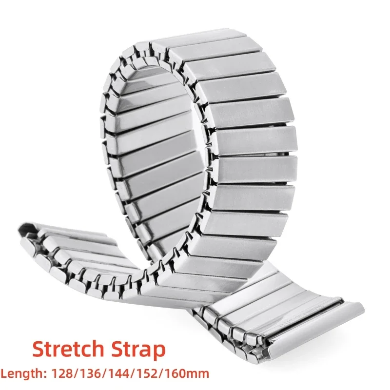 18 مللي متر معدن مطاطا حزام ساعة اليد تمتد التوسع الفولاذ المقاوم للصدأ حزام (استيك) ساعة الرجال النساء العالمي معصمه ساعة الملحقات