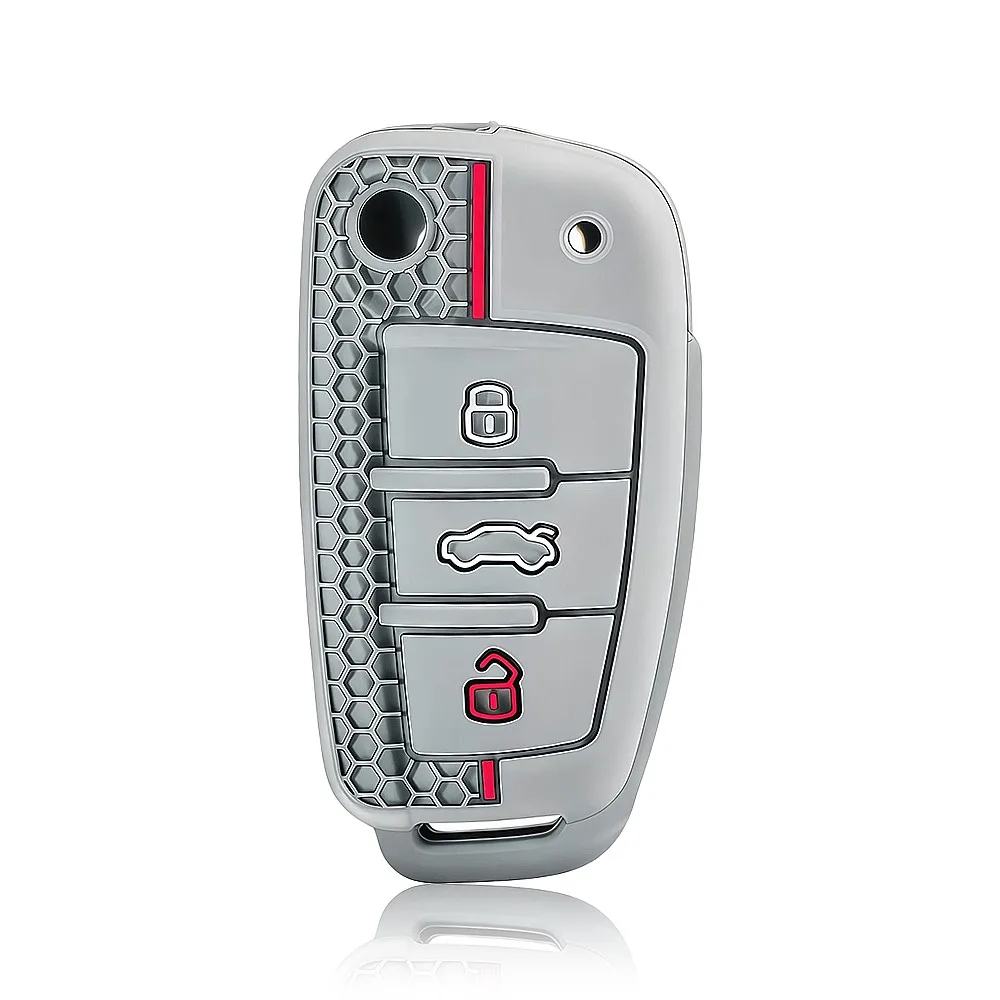 3 Button Silicone Car Remote Key Case Cap Cover Shell Keychian Fob Holder for Audi A4 B7 A6 C6 4f 8v A3 8p A1 A3 Holder Jacket