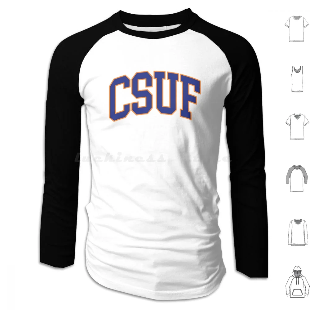 Csuf-College Font Curved Hoodies Long Sleeve Csuf Cal State Fullerton Csu Fullerton