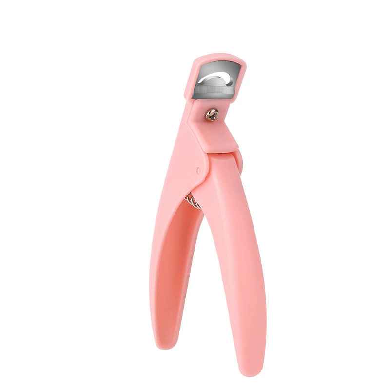 French Manicure U-shaped False Nail Trimmer Stainless Steel Nail Clipper with Plastic Handle for Trimming Acrylic Gel Fingernail