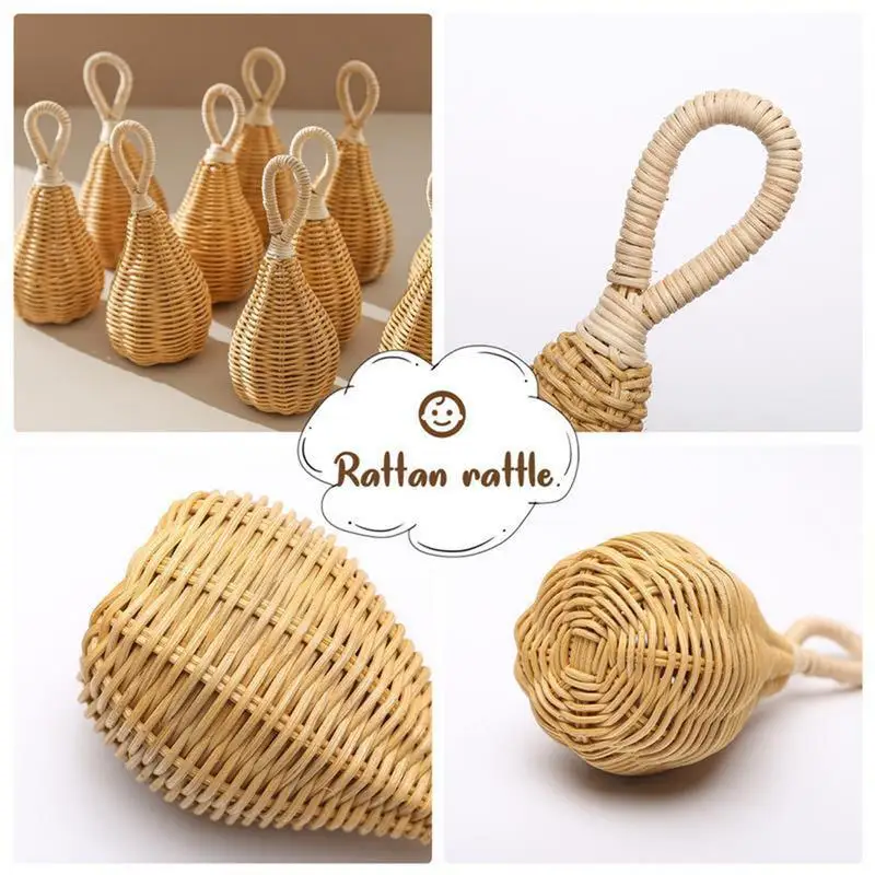 Infant Weep Tear Rattles Baby Rattan Mobile Toy Bed Bell Educational Toys Safe Food Grade Hammer Musical Weaving Rattan Rattles