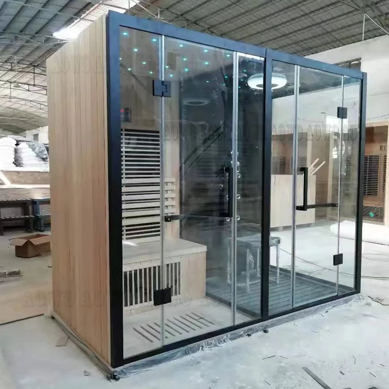 غرفة بخار جافة مستقلة وغرفة مسبقة الصنع بالبخار الرطب Harvia Sauna Si Camera Cu Hamman Pietre Pentru Terapie Cu Sare