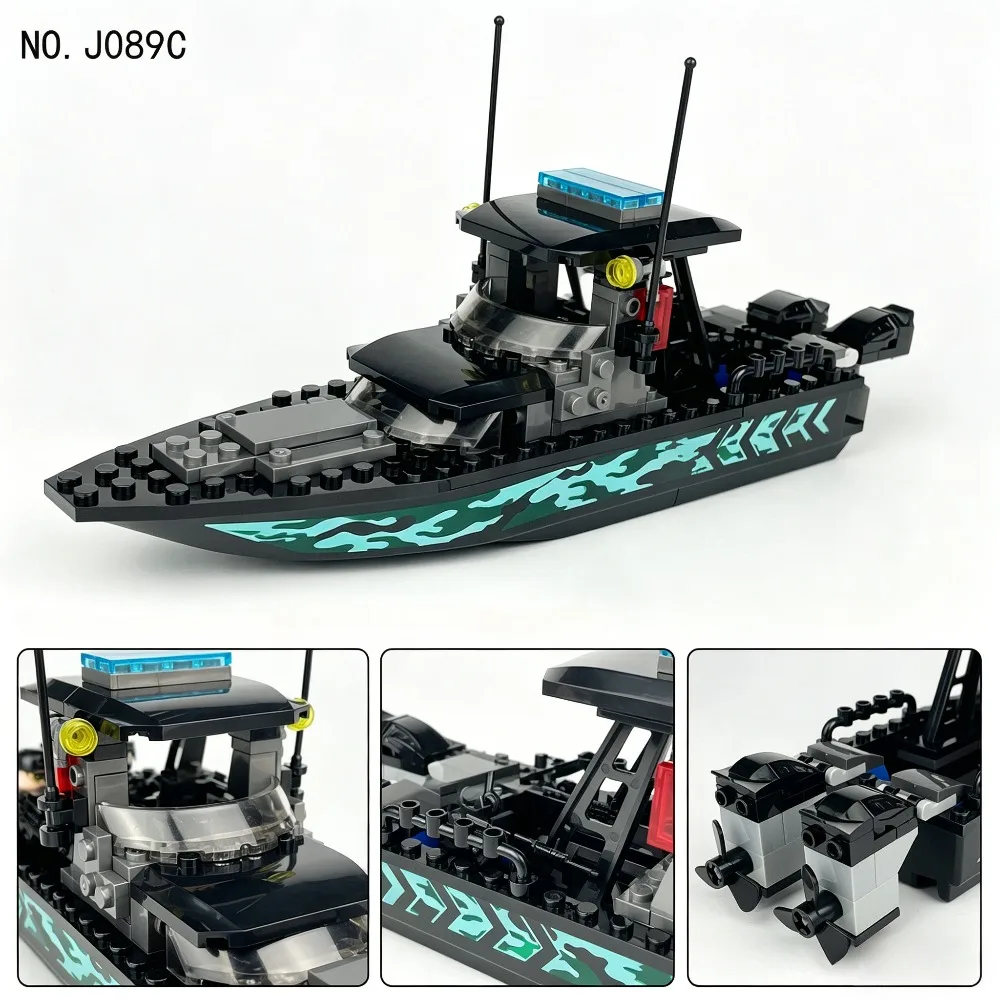 MOC Educational Building Block Assembly Model Kit Maritime Military Series Ship & Border Patrol Boat DIY Toy for Boys As A Gift