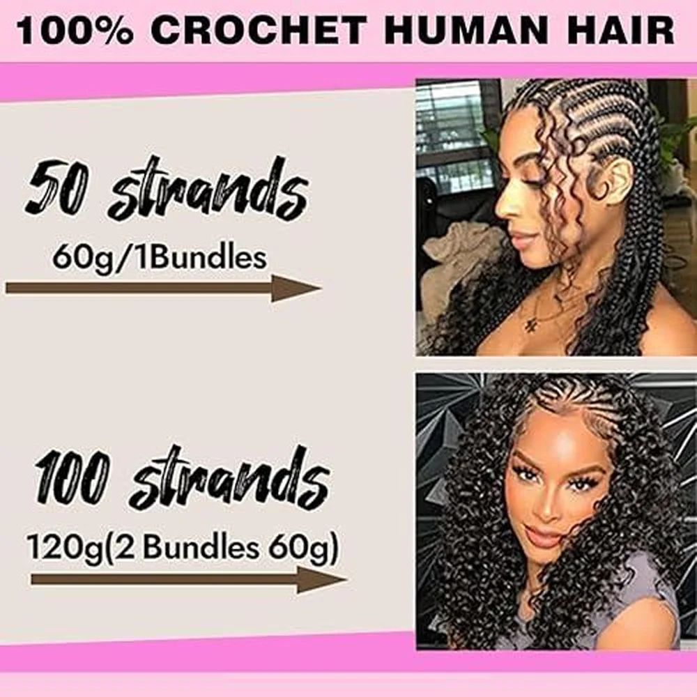 12A Natural Black Burmese Curly Pre-Looped  Feather Crochet Hair Extensions 100% Human Hair Pre-Separated Invisible Feather-Line Crochet Hair For Braiding Knotless Boho Braids with Spiral Ends Soft Fluffy Daily Wear For Women And Girls - view 5