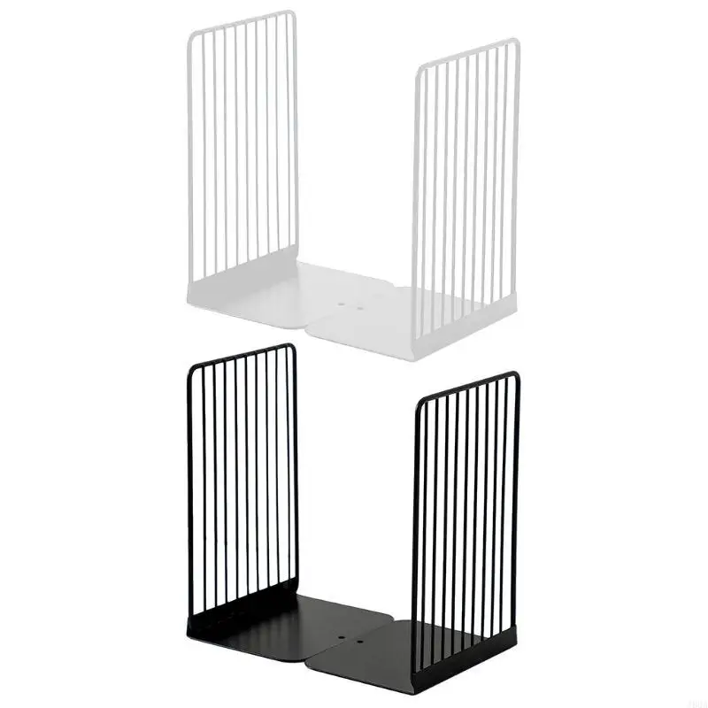 

J60A 1 Pair Bookends Book Stand Support Simple Iron Desktop Non Slip Rack Shelf Holder Magazine