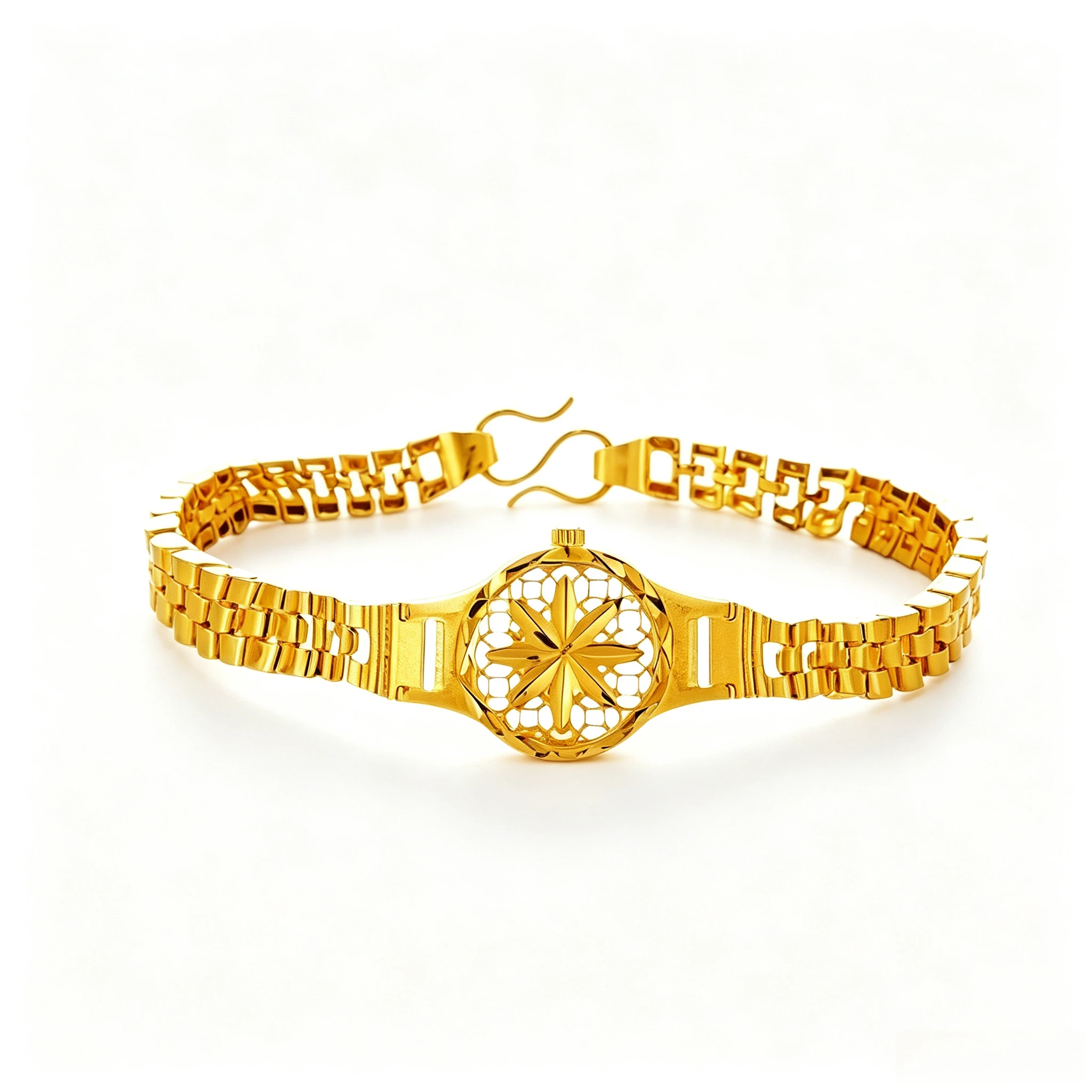 ヴィンテージ中空フラワーウォッチシェイプゴールドブレスレット - Vintage Jewelry Watches Women のレビューと価格