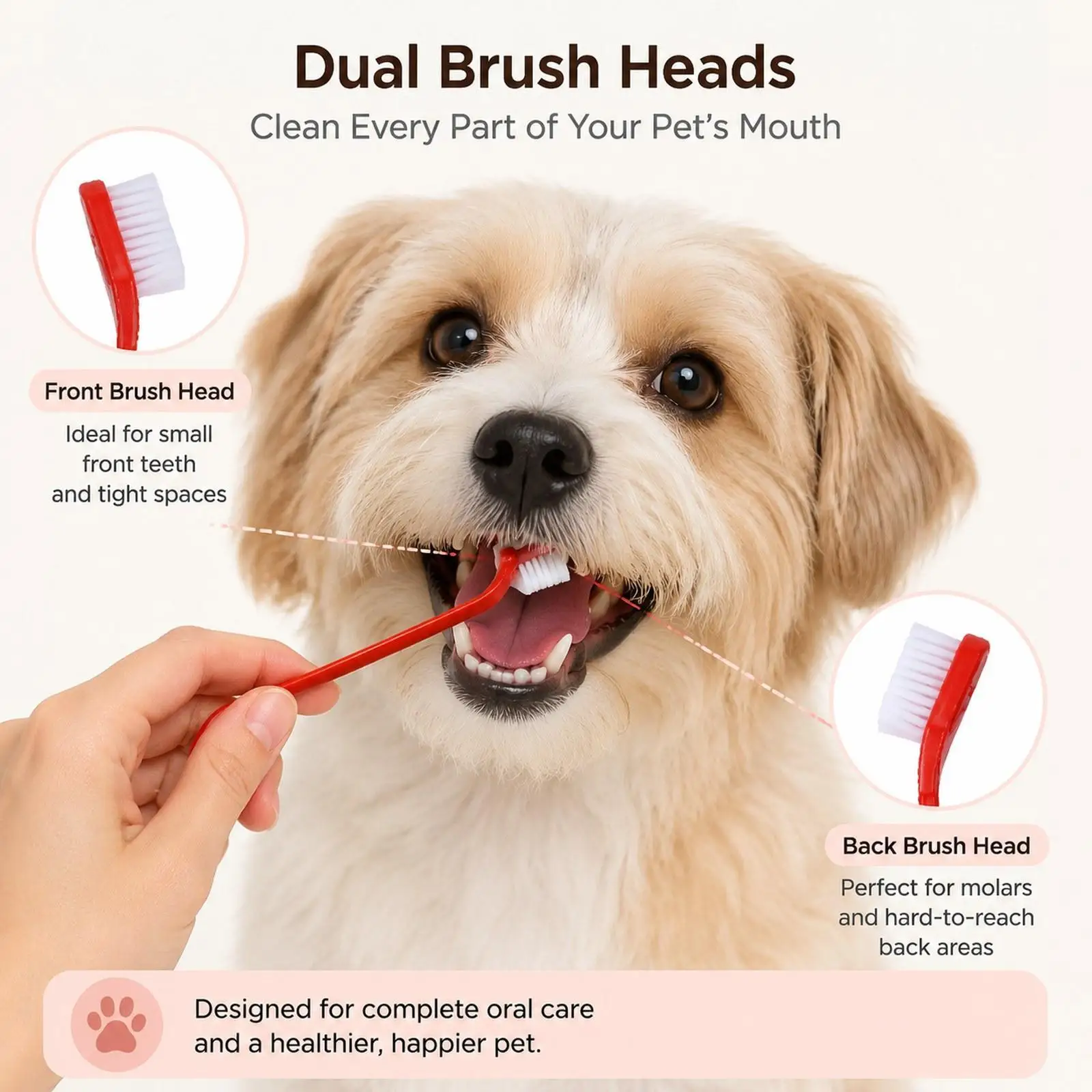 Soft Toothbrush Small Head Pet Tooth Brush Double Ended Gentle Gum Care for Dogs and Cats Travel Use